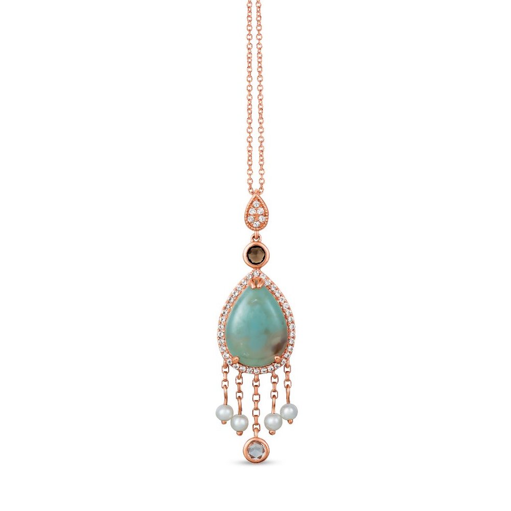 Le Vian Pendant Aquaprase Turquoise Vanilla Topaz Chocolate Quartz Vanilla Pearl